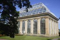 Scotland, Edinburgh, Royal Botanic Gardens, Palm House exterior.