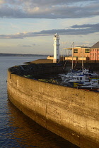 Scotland, Edinburgh, Leith, harbour walls.