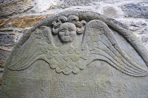 Scotland, Edinburgh, Cramond, Cramond Kirk, headstone detail.