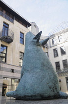 Scotland, Glasgow, Merchant City, the Italian Centre, sculpture of dog by Shona Kinloch.