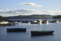 Scotland, Loch Lomond, Balmaha, boats in the harbour.