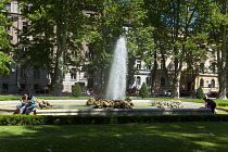 Croatia, Zagreb, Old town, Fountain in Park Zrinjevac.