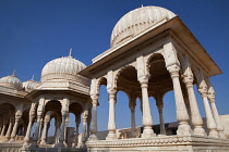 India, Rajasthan, Bikaner, Royal Cenotaphs at Devikund near Bikaner.