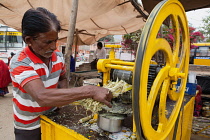 India, Rajasthan, Pushkar, Sugar cane vendor.