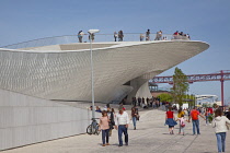 Portugal, Estredmadura, Lisbon, Belem, MAAT, Museum of Art, Architecture and Technology on the banks of the river Tagus housed in former power station with new section design by Amanda Levete.