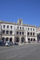 Portugal, Estredmadura, Lisbon, Baixa, Ornate entrance to Rossio railway station.