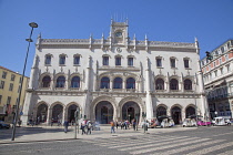 Portugal, Estredmadura, Lisbon, Baixa, Ornate entrance to Rossio railway station.