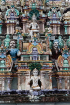 India, Tamil Nadu, Chidambaram, Detail of a gopuram at the Nataraja Temple in Chidambaram.