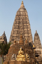 India, Bihar, Bodhgaya, The Mahabodhi Temple at Bodh.