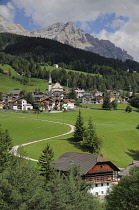 Italy, Trentino Alto Adige, Badia Valley, view of St Leonard.