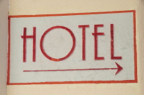 Italy, Trentino Alto Adige, Bolzano, Hotel sign.