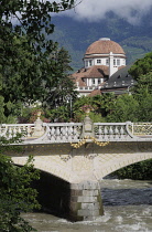 Italy, Trentino Alto Adige, Merano, views of the city beside the Passer river.