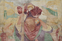 Italy, Trentino Alto Adige, Merano, wall paintings on the outside of Duomo.