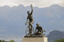 Italy, Lombardy, Lake Como, Madonna di Ghisallo, Cyclist monument.