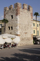 Italy, Veneto, Lake Garda, Bardolino, castle tower.