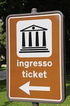 Italy, Veneto, Lake Garda, museum sign.