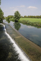 Italy, Lombardy, River Mincio, wier & river views at Goito.