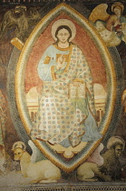 Italy, Lombardy, Lake Garda, Torre del Benaco, fresco of Christ & the Evangelists, Church of Santa Trinita.