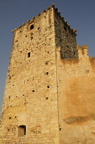 Italy, Lombardy, Lake Garda, Torre del Benaco, castle walls, Scaligeri Castle.