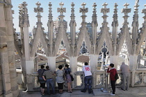 Italy, Lombardy, Milan, taking in the view, Duomo rooftop.