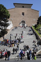 Italy, Lazio, Rome, Capitoline Hill, steps & church of Santa Maria Aracoeli.