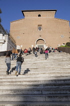 Italy, Lazio, Rome, Capitoline Hill, steps & church of Santa Maria Aracoeli.