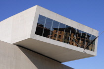 Italy, Lazio, Rome, MAXXI, overhang gallery & exterior view.