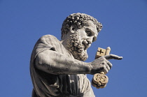 Italy, Lazio, Rome, Vatican City, St Peter's Square, statue of St Peter.