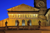 Italy, Lazio, Rome, Trastevere, church of Santa Maria de Trastevere at night.