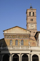 Italy, Lazio, Rome, Trastevere, church of Santa Maria de Trastevere with belltower.