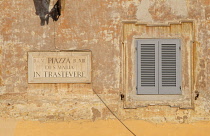 Italy, Lazio, Rome, Trastevere, Piazza sign, Piazza de Santa Maria de Trastevere.