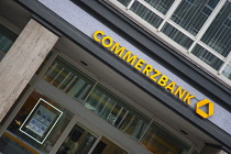 Germany, Berlin, Mitte, Commerzbank sign. **Editorial Use Only**