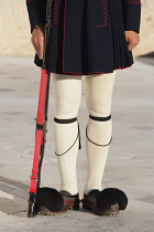 Greece, Attica, Athens, Evzones Greek soldier on parade outside the Parliament building.