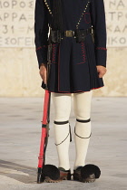 Greece, Attica, Athens, Evzones Greek soldier on parade outside the Parliament building.