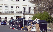 England, East Sussex, Hove, Overflowing bins during refuse collectors strike.