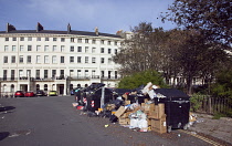 England, East Sussex, Hove, Overflowing bins during refuse collectors strike.