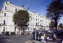 England, East Sussex, Hove, Overflowing bins during refuse collectors strike.