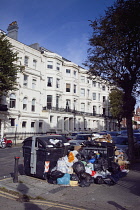 England, East Sussex, Hove, Overflowing bins during refuse collectors strike.