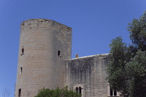 Spain, Balearic Islands, Majorca, Palma de Mallorca, Castle Bellver, Stone built Gothic-style fort now a museum and tourist attraction.