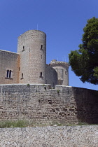 Spain, Balearic Islands, Majorca, Palma de Mallorca, Castle Bellver, Stone built Gothic-style fort now a museum and tourist attraction.