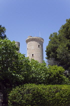 Spain, Balearic Islands, Majorca, Palma de Mallorca, Castle Bellver, Stone built Gothic-style fort now a museum and tourist attraction.