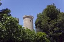 Spain, Balearic Islands, Majorca, Palma de Mallorca, Castle Bellver, Stone built Gothic-style fort now a museum and tourist attraction.