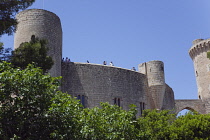 Spain, Balearic Islands, Majorca, Palma de Mallorca, Castle Bellver, Stone built Gothic-style fort now a museum and tourist attraction.