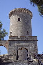 Spain, Balearic Islands, Majorca, Palma de Mallorca, Castle Bellver, Stone built Gothic-style fort now a museum and tourist attraction.