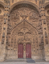 Spain, Castile and Leon, Salamanca, Cathedral of the Assumption of the Virgin Mary, the Nativity dooorway.