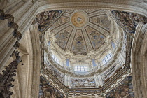 Spain, Castile and Leon, Salamanca, Cathedral of the Assumption of the Virgin Mary, the interior of the dome of the New Cathedral.