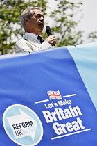 England, Kent, Maidstone, Nigel Farage leader of the Reform Party speaking at a rally.