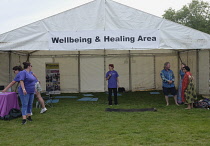 England, Surrey, Guildford, Guilfest, Wellbeing and Healing Area at festival.