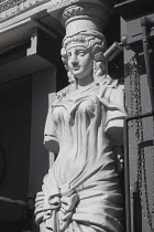 England, Gloucestershire, Cheltenham, Montpellier Walk, close up of one of the Caryatids statues, dating from 1840 the 32 statues in total are loosely based on classical models on the Acropolis in Ath...