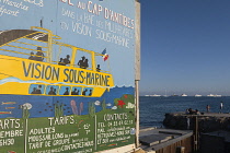 France, Provence-Alpes-Cote d'Azur,  Antibes, Juan-les-Pins, Sign for boat tours.